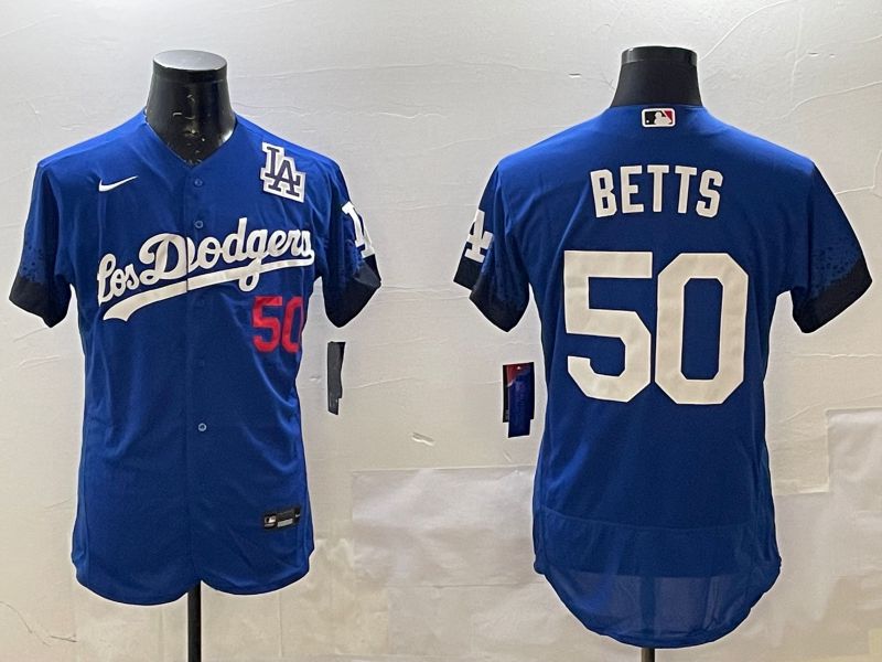 Men Los Angeles Dodgers #50 Betts Blue City Edition Elite Nike 2025 MLB Jersey style 5
